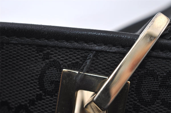 Authentic GUCCI Shoulder Hand Tote Bag GG Canvas Leather 0021099 Black 5391I