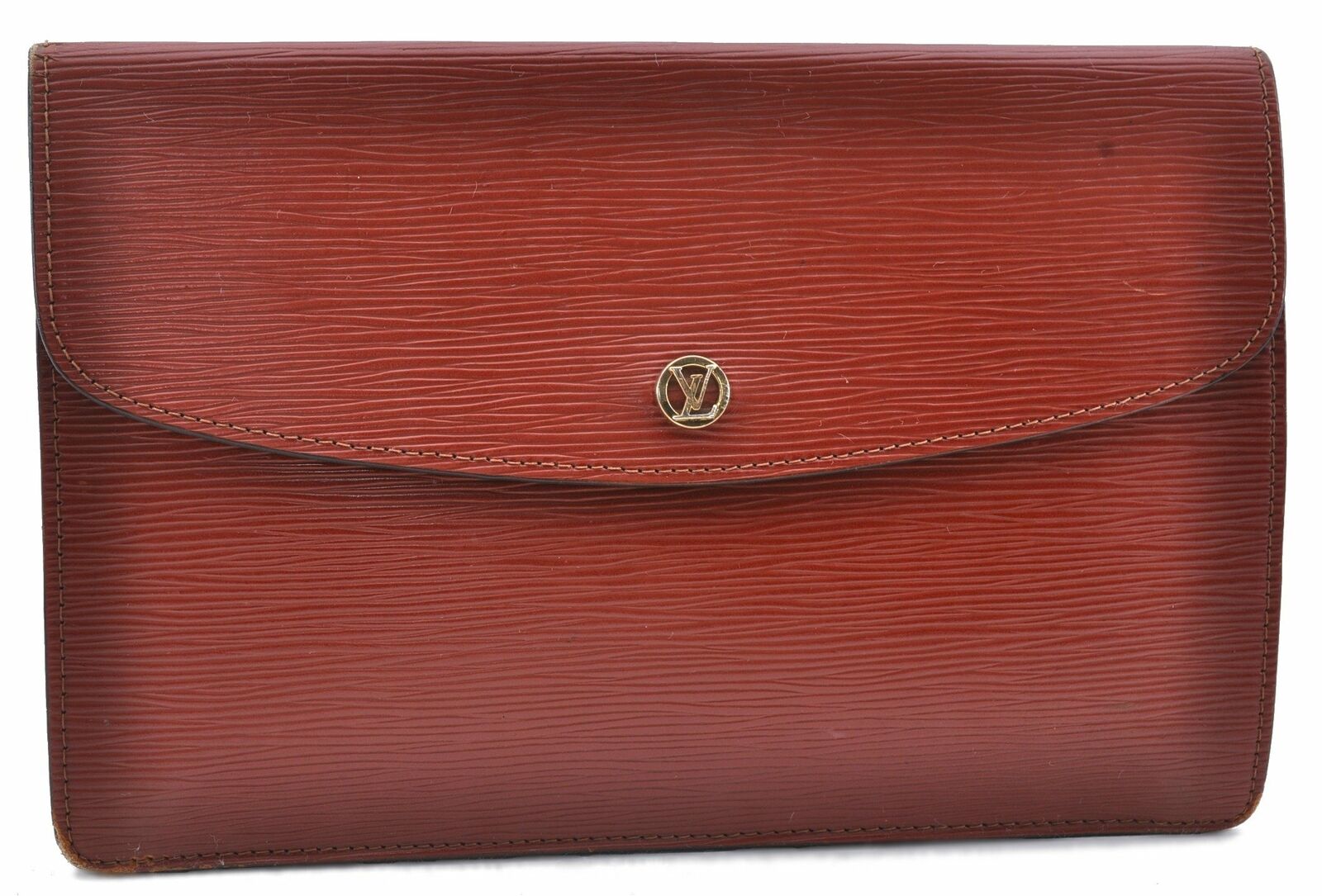 Authentic LOUIS VUITTON Epi Montaigne 27 Clutch Bag Brown M52653 LV Junk 5393A