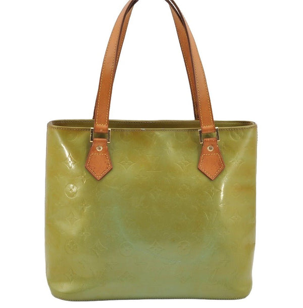 Authentic Louis Vuitton Vernis Houston Shoulder Bag Light Green M91005 LV 5395I