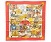 Authentic HERMES Carre 90 Scarf "automobile" Silk Red 5397D