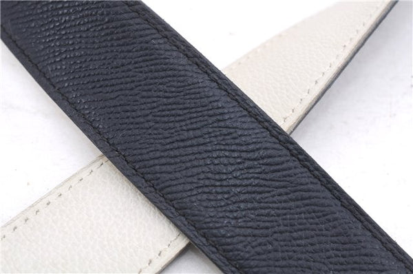 Authentic HERMES Constance Leather Belt Size 75cm 27.6" Navy Ivory 5397E