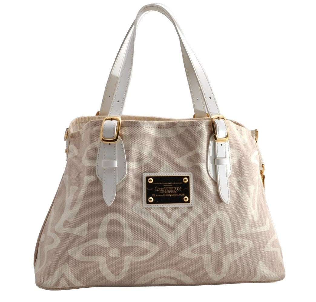 Authentic Louis Vuitton Cruise Line Tahitienne PM Tote Bag Beige M95674 LV 5397I