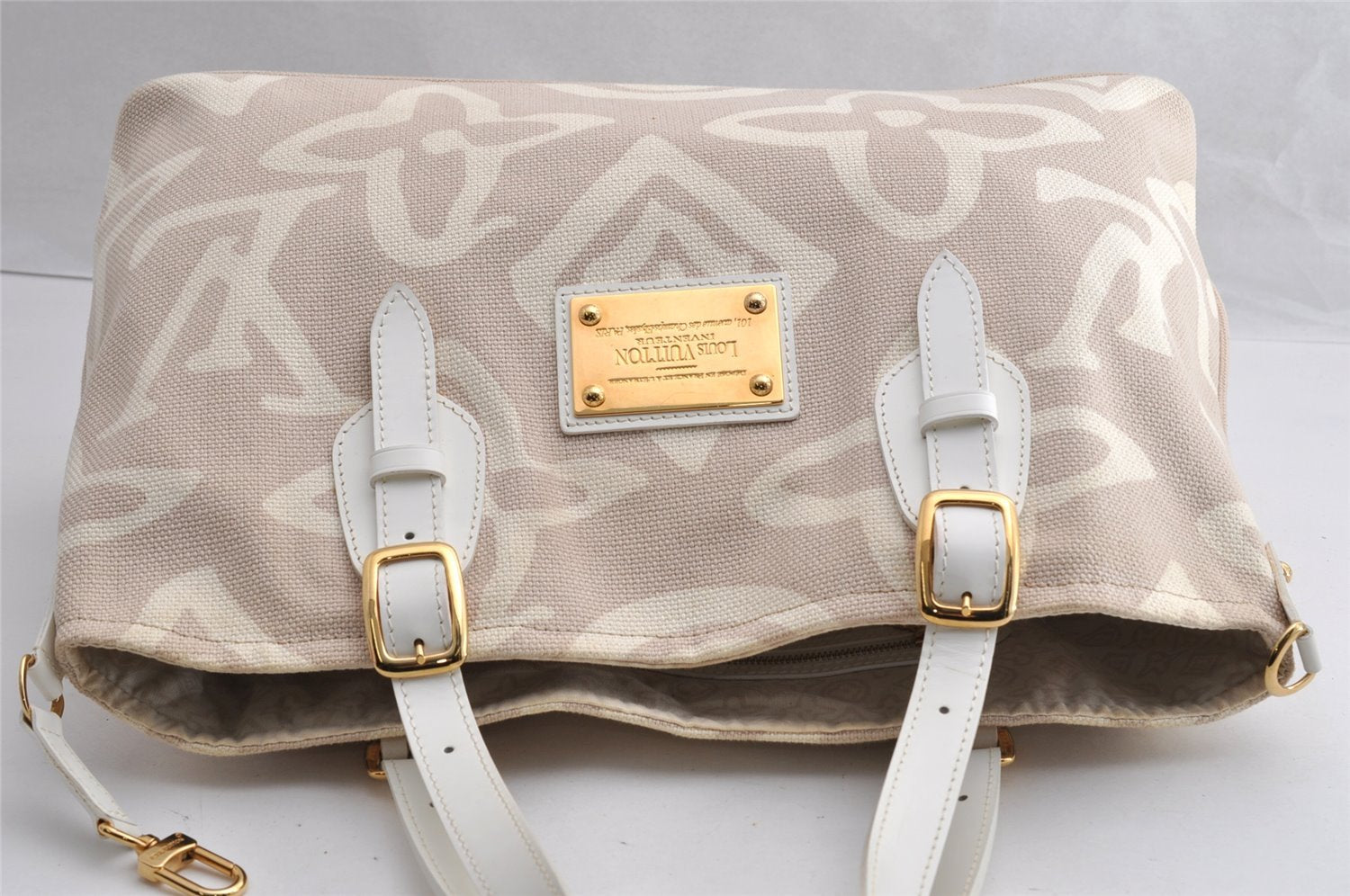 Authentic Louis Vuitton Cruise Line Tahitienne PM Tote Bag Beige M95674 LV 5397I