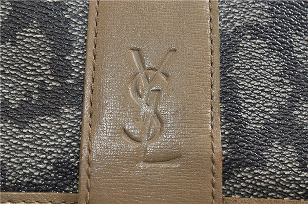 Authentic YVES SAINT LAURENT Monogram Shoulder Cross Bag PVC Leather Gray 5399C