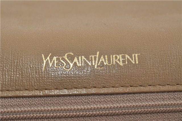 Authentic YVES SAINT LAURENT Monogram Shoulder Cross Bag PVC Leather Gray 5399C