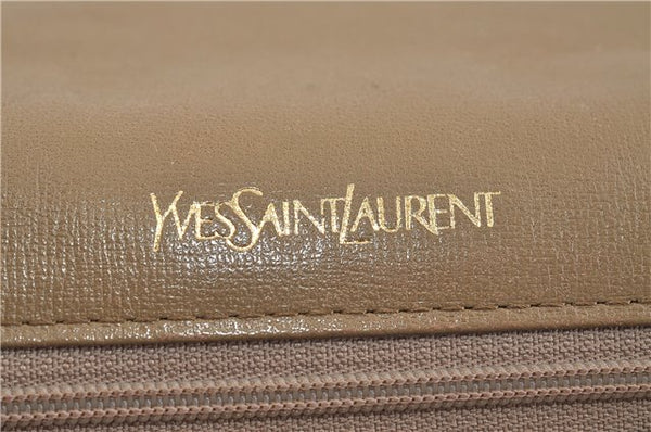 Authentic YVES SAINT LAURENT Monogram Shoulder Cross Bag PVC Leather Gray 5399C