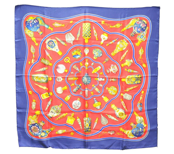 Authentic HERMES Carre 90 Scarf "Qu importe le flacon" Silk Navy 5399D