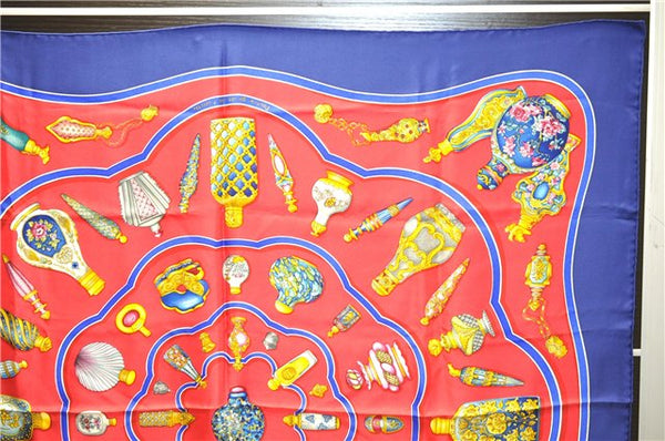 Authentic HERMES Carre 90 Scarf "Qu importe le flacon" Silk Navy 5399D