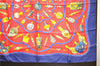 Authentic HERMES Carre 90 Scarf "Qu importe le flacon" Silk Navy 5399D