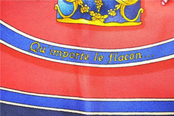 Authentic HERMES Carre 90 Scarf "Qu importe le flacon" Silk Navy 5399D