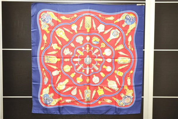 Authentic HERMES Carre 90 Scarf "Qu importe le flacon" Silk Navy 5399D