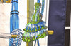 Authentic HERMES Carre 90 Scarf "Pasementerie" Silk Navy 5400D