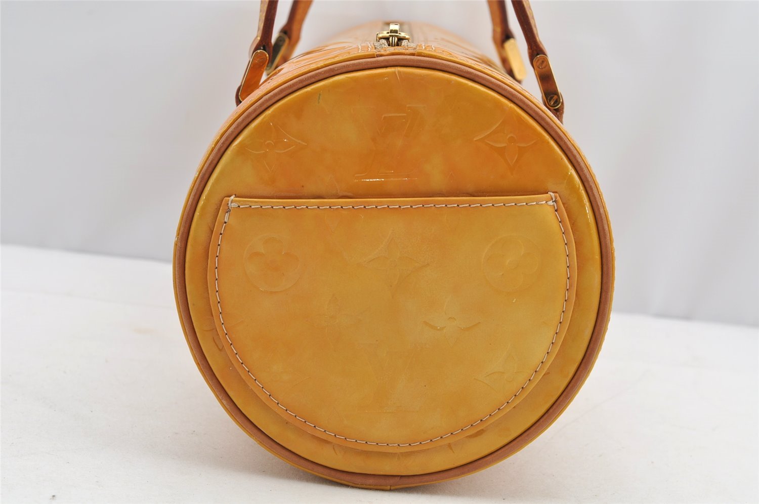 Authentic Louis Vuitton Vernis Bedford Hand Bag Yellow Beige M91006 LV 5400I