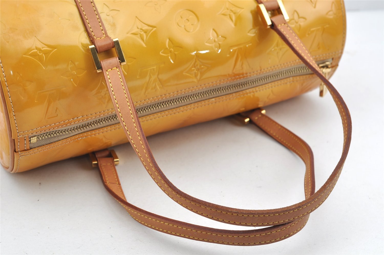 Authentic Louis Vuitton Vernis Bedford Hand Bag Yellow Beige M91006 LV 5400I