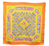 Authentic HERMES Carre 90 Scarf "QALAMDAN" Silk Orange 5401D