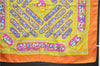 Authentic HERMES Carre 90 Scarf "QALAMDAN" Silk Orange 5401D