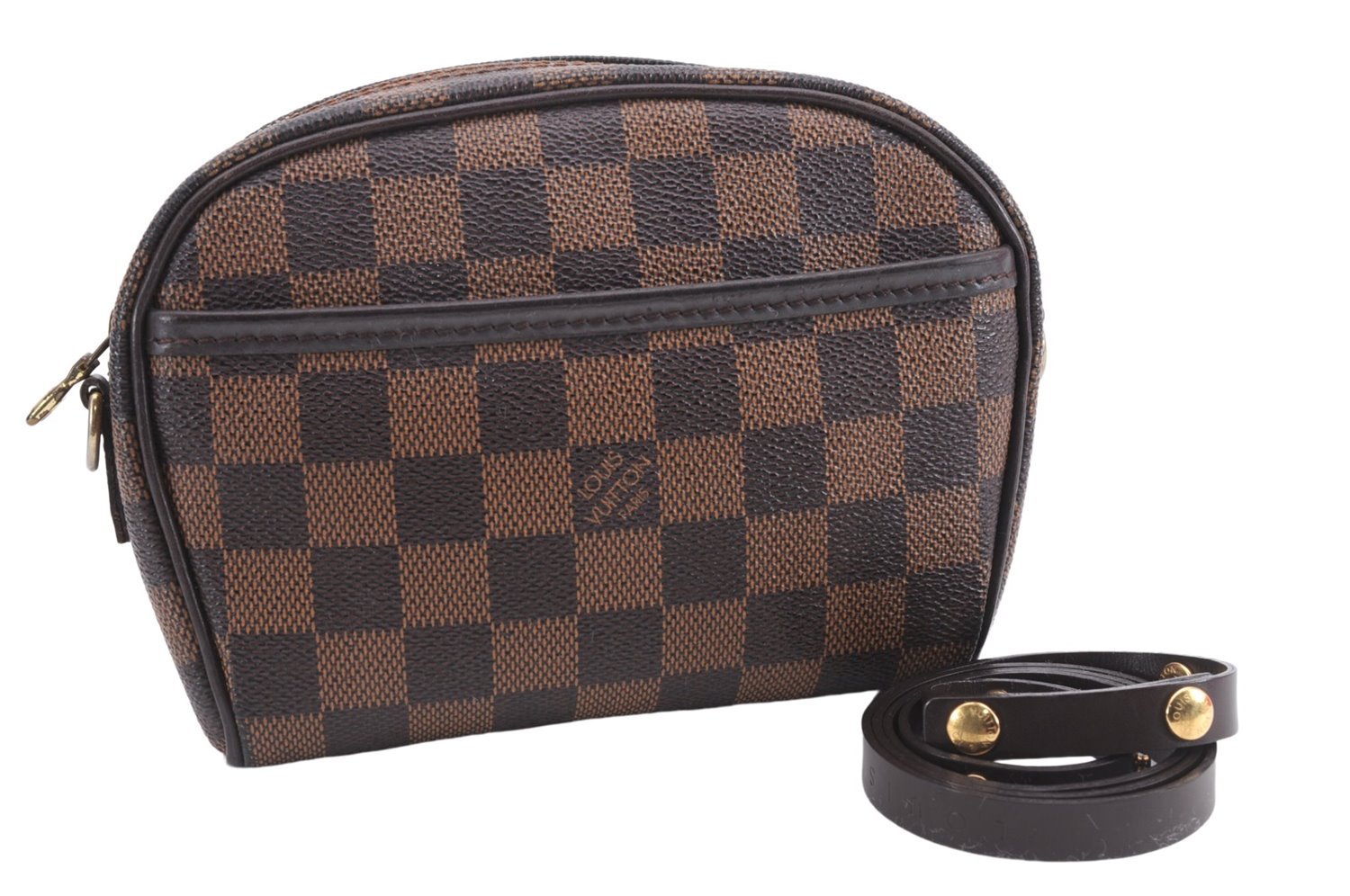 Authentic Louis Vuitton Damier Pochette Ipanema Waist Bag XS N51296 LV 5401E