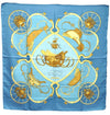 Authentic HERMES Carre 90 Scarf "SORINGS" Silk Blue 5402D