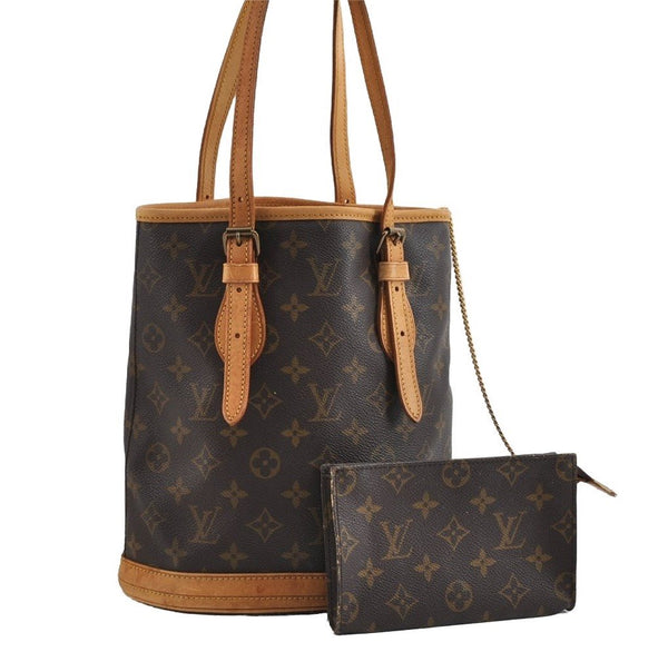 Authentic Louis Vuitton Monogram Bucket PM Shoulder Bag Old Model LV Junk 5402I