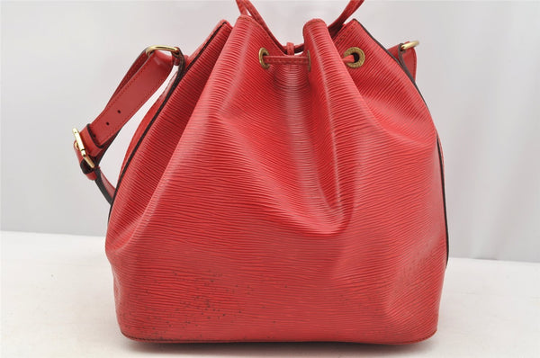 Authentic Louis Vuitton Epi Petit Noe Shoulder Drawstring Bag M44107 Red 5406I