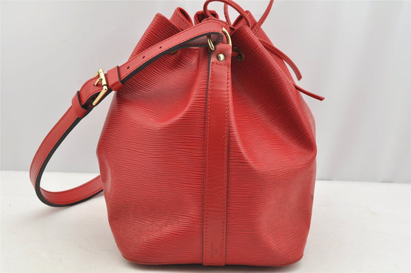 Authentic Louis Vuitton Epi Petit Noe Shoulder Drawstring Bag M44107 Red 5406I