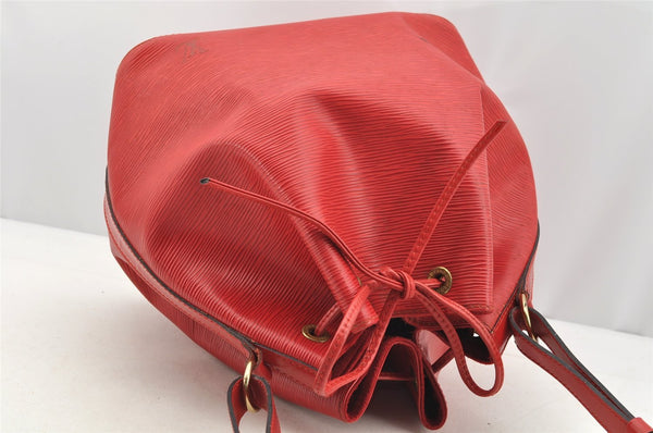 Authentic Louis Vuitton Epi Petit Noe Shoulder Drawstring Bag M44107 Red 5406I