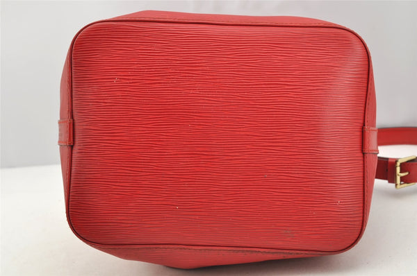 Authentic Louis Vuitton Epi Petit Noe Shoulder Drawstring Bag M44107 Red 5406I