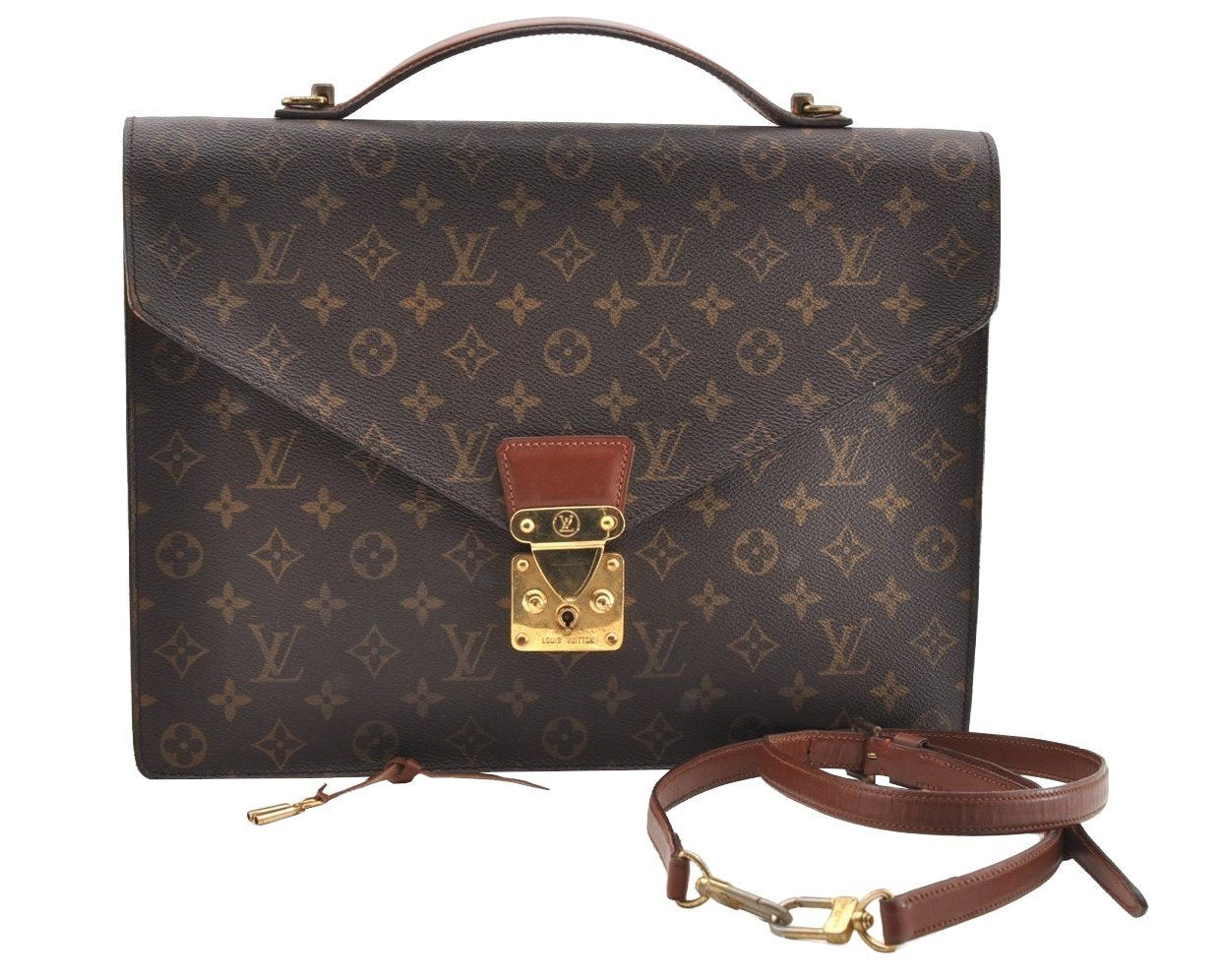 Auth Louis Vuitton Monogram Porte Documents Bandouliere M53338 Briefcase 5408I