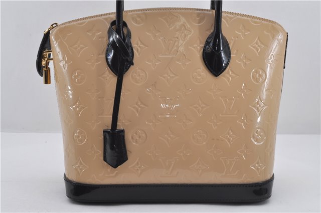 Authentic Louis Vuitton Vernis Lockit PM Hand Bag Purse Beige M90251 LV 5410E