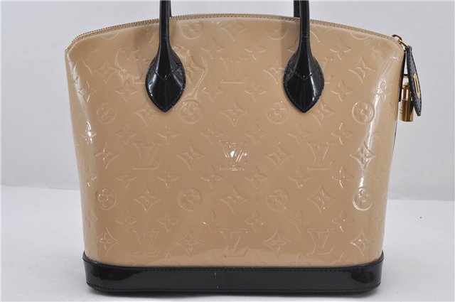 Authentic Louis Vuitton Vernis Lockit PM Hand Bag Purse Beige M90251 LV 5410E