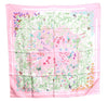 Authentic HERMES Carre 90 Scarf "LA PRAIRIE " Silk Pink 5411C