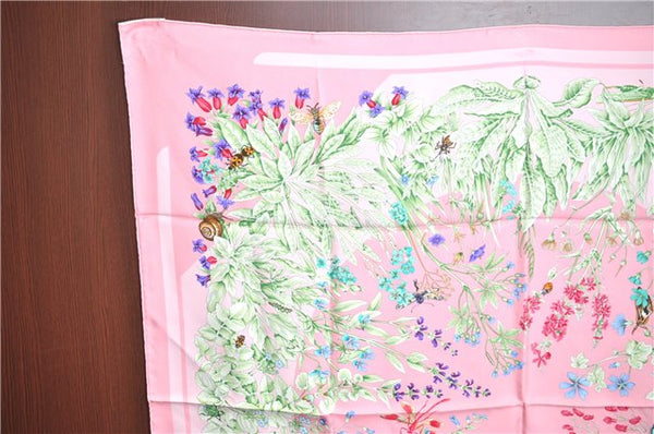 Authentic HERMES Carre 90 Scarf "LA PRAIRIE " Silk Pink 5411C