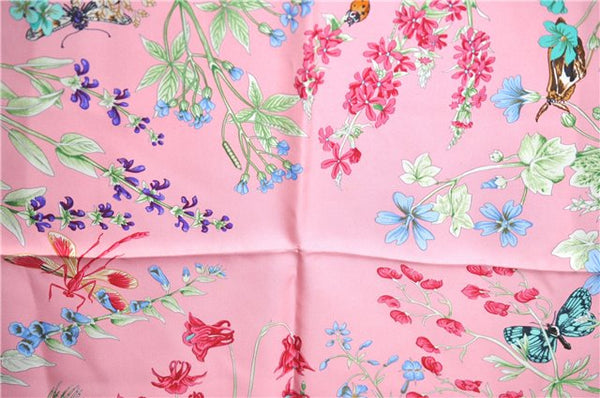 Authentic HERMES Carre 90 Scarf "LA PRAIRIE " Silk Pink 5411C