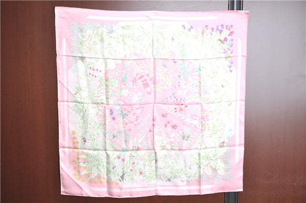 Authentic HERMES Carre 90 Scarf "LA PRAIRIE " Silk Pink 5411C