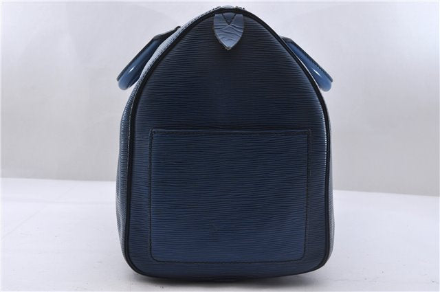 Authentic Louis Vuitton Epi Keepall 45 Boston Travel Bag Blue M42975 LV 5412D
