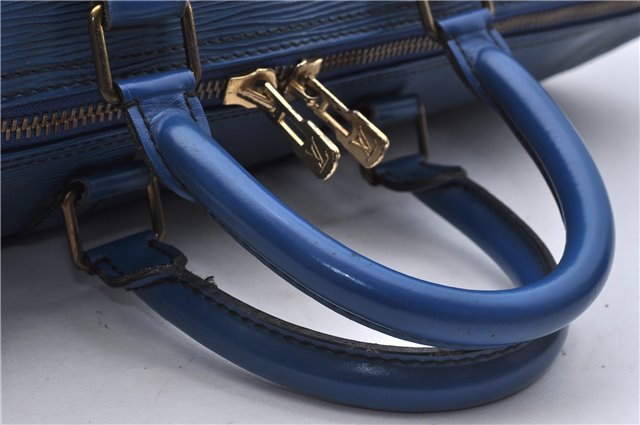 Authentic Louis Vuitton Epi Keepall 45 Boston Travel Bag Blue M42975 LV 5412D