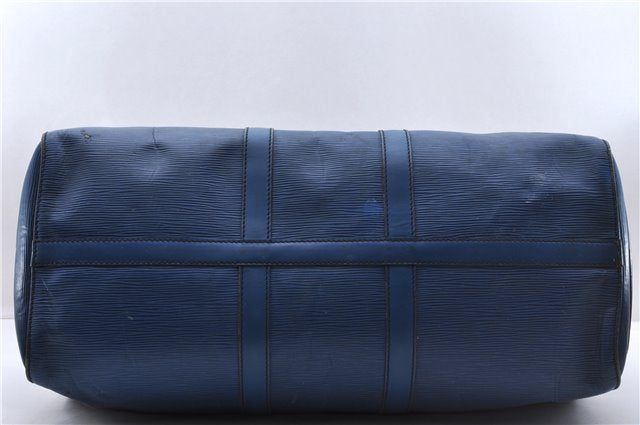 Authentic Louis Vuitton Epi Keepall 45 Boston Travel Bag Blue M42975 LV 5412D