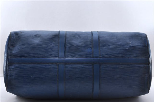 Authentic Louis Vuitton Epi Keepall 45 Boston Travel Bag Blue M42975 LV 5412D