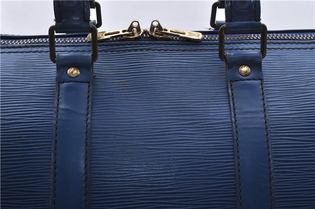 Authentic Louis Vuitton Epi Keepall 45 Boston Travel Bag Blue M42975 LV 5412D