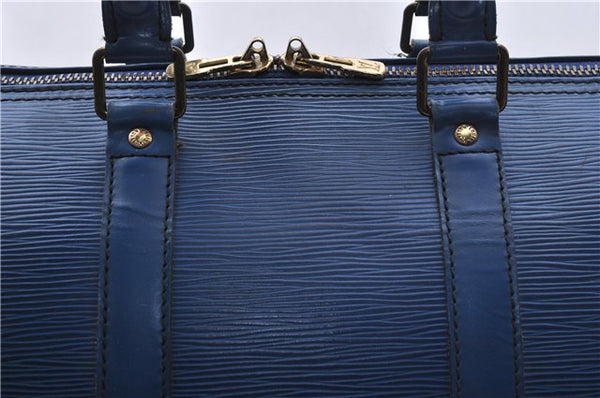 Authentic Louis Vuitton Epi Keepall 45 Boston Travel Bag Blue M42975 LV 5412D