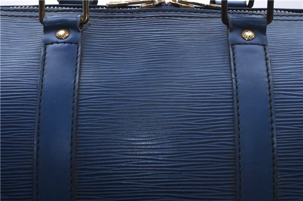 Authentic Louis Vuitton Epi Keepall 45 Boston Travel Bag Blue M42975 LV 5412D