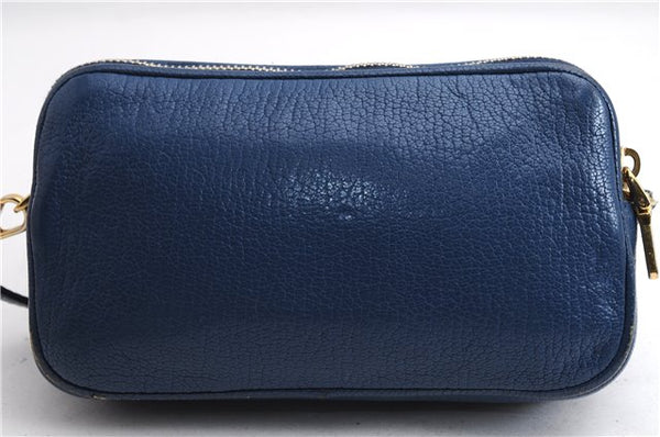 Authentic MIU MIU Leather Hand Pouch Purse 5ARH02 Blue Box 5412E