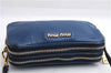 Authentic MIU MIU Leather Hand Pouch Purse 5ARH02 Blue Box 5412E