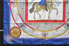 Authentic HERMES Carre 90 Scarf "FEUX D'ARTIFICE" Silk Blue 5414D