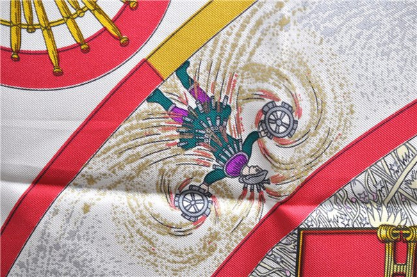 Authentic HERMES Carre 90 Scarf "FEUX D'ARTIFICE" Silk Blue 5414D