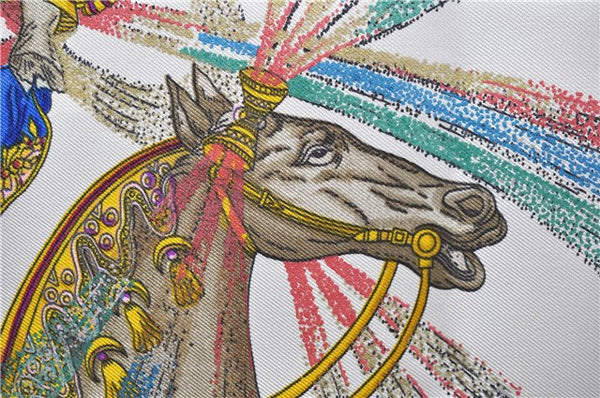 Authentic HERMES Carre 90 Scarf "FEUX D'ARTIFICE" Silk Blue 5414D