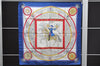 Authentic HERMES Carre 90 Scarf "FEUX D'ARTIFICE" Silk Blue 5414D