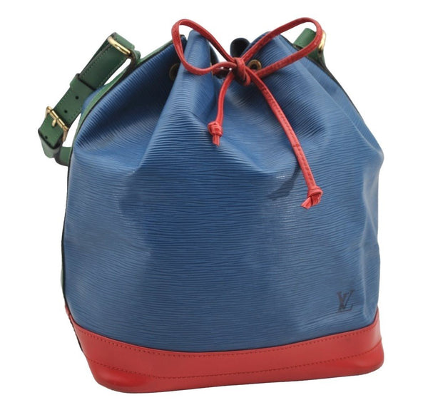 Auth Louis Vuitton Epi Noe Tricolor Red Blue Green M44084 Drawstring Bag 5414I