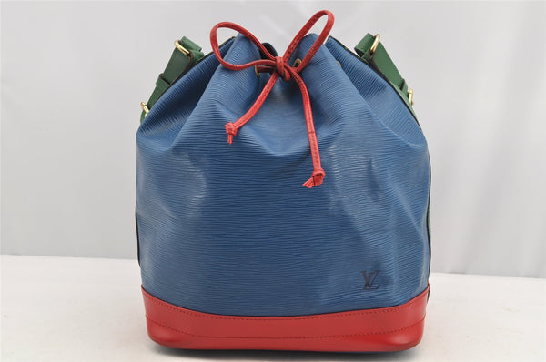 Auth Louis Vuitton Epi Noe Tricolor Red Blue Green M44084 Drawstring Bag 5414I