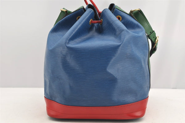 Auth Louis Vuitton Epi Noe Tricolor Red Blue Green M44084 Drawstring Bag 5414I